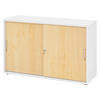 SCHIEBETÜRENSCHRANK - 2 Ordnerhöhen 40/120/74,8 cm in Weiß/Ahornfarben Bogengriff (Metall) - Ahornfarben/Weiß, Holzwerkstoff (120/74.8/40cm) - bümö