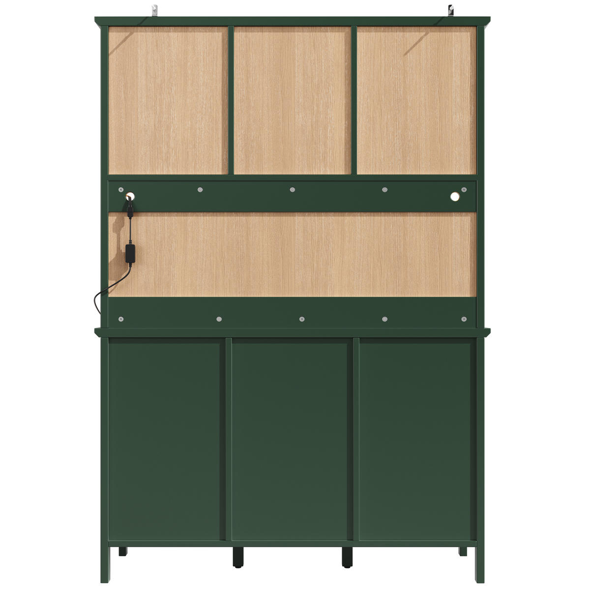 BUFFET DE-38374 120/40/179 cm mit LED-Beleuchtung und braunen Glastüren Grün - Grün, Holzwerkstoff (120/179/40cm) - ComfortXL