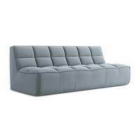 3-SITZER SOFA Samt Stoff Blau - Blau/Schwarz, Kunststoff/Textil (210/75/93cm) - Makamii