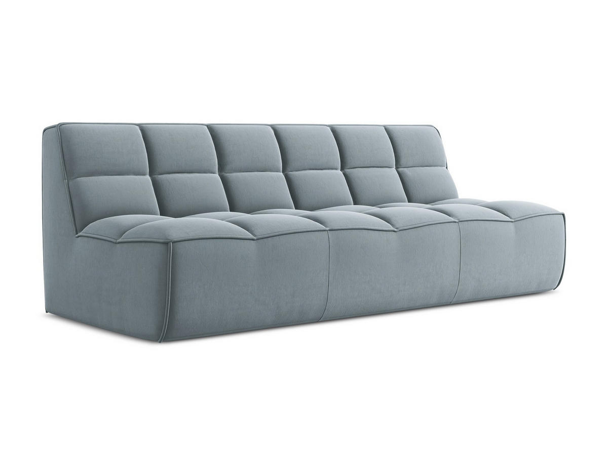 3-SITZER SOFA Samt Stoff Blau - Blau/Schwarz, Kunststoff/Textil (210/75/93cm) - Makamii