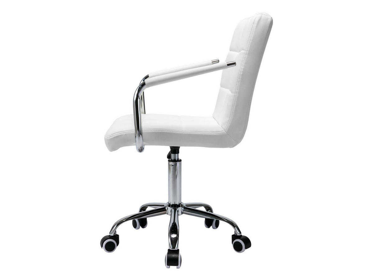 DREHSTUHL Muz 629-1 - Silberfarben/Weiß, Textil/Metall (58/92/52cm) - MIRJAN24