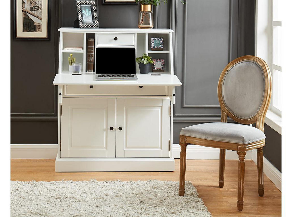 SEKRETÄR - MDF & Kiefernholz - Weiß - CLEORE - Weiß, Holz (93/40/110.8cm) - Vente-Unique