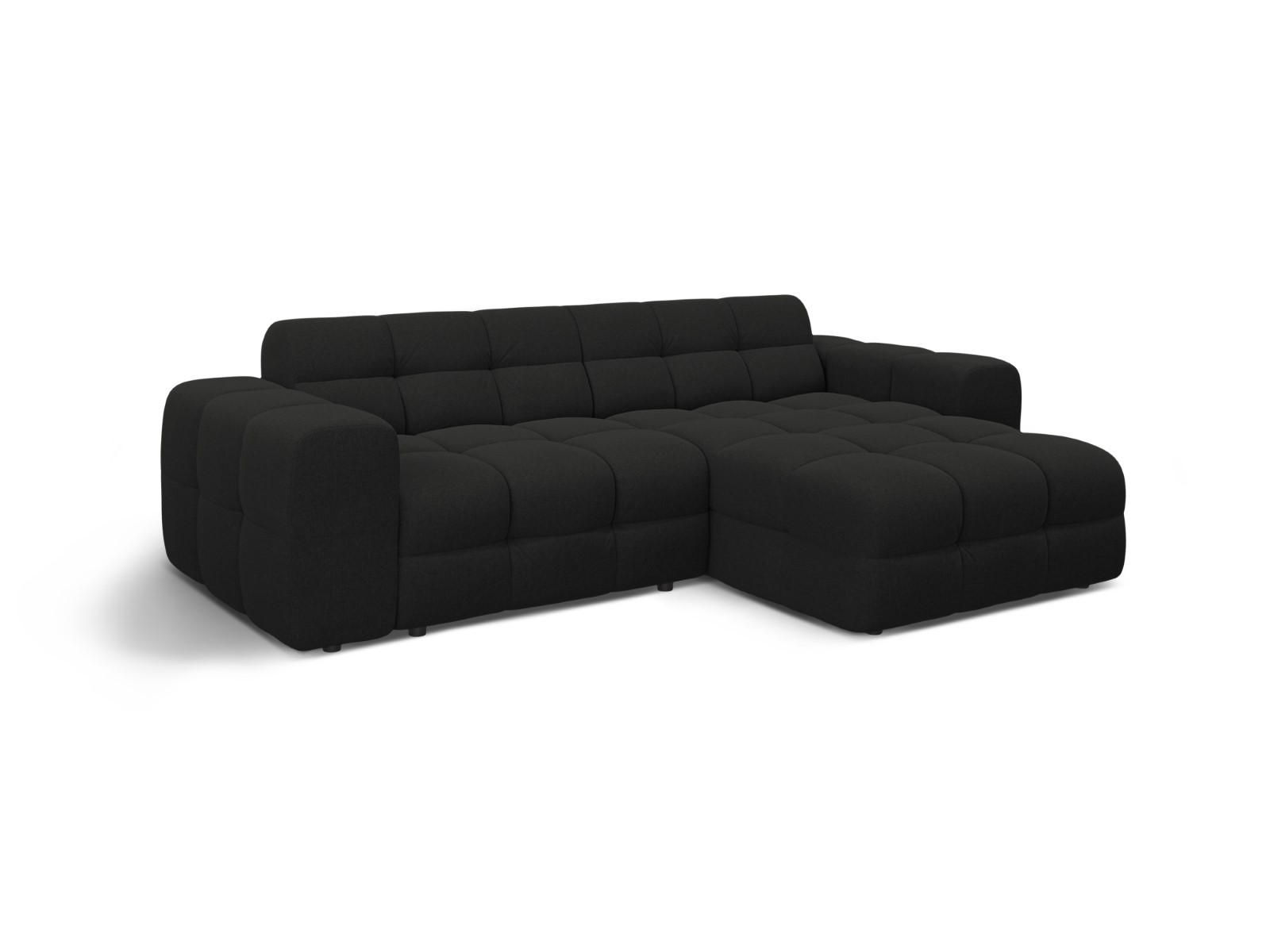 ECKSOFA rechts Kendal aus strukturiertem Stoff schwarz 4 Sitzplätze - Schwarz, Textil (173/256cm) - Micadoni