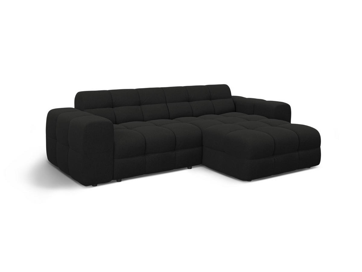 ECKSOFA rechts Kendal aus strukturiertem Stoff schwarz 4 Sitzplätze - Schwarz, Textil (173/256cm) - Micadoni