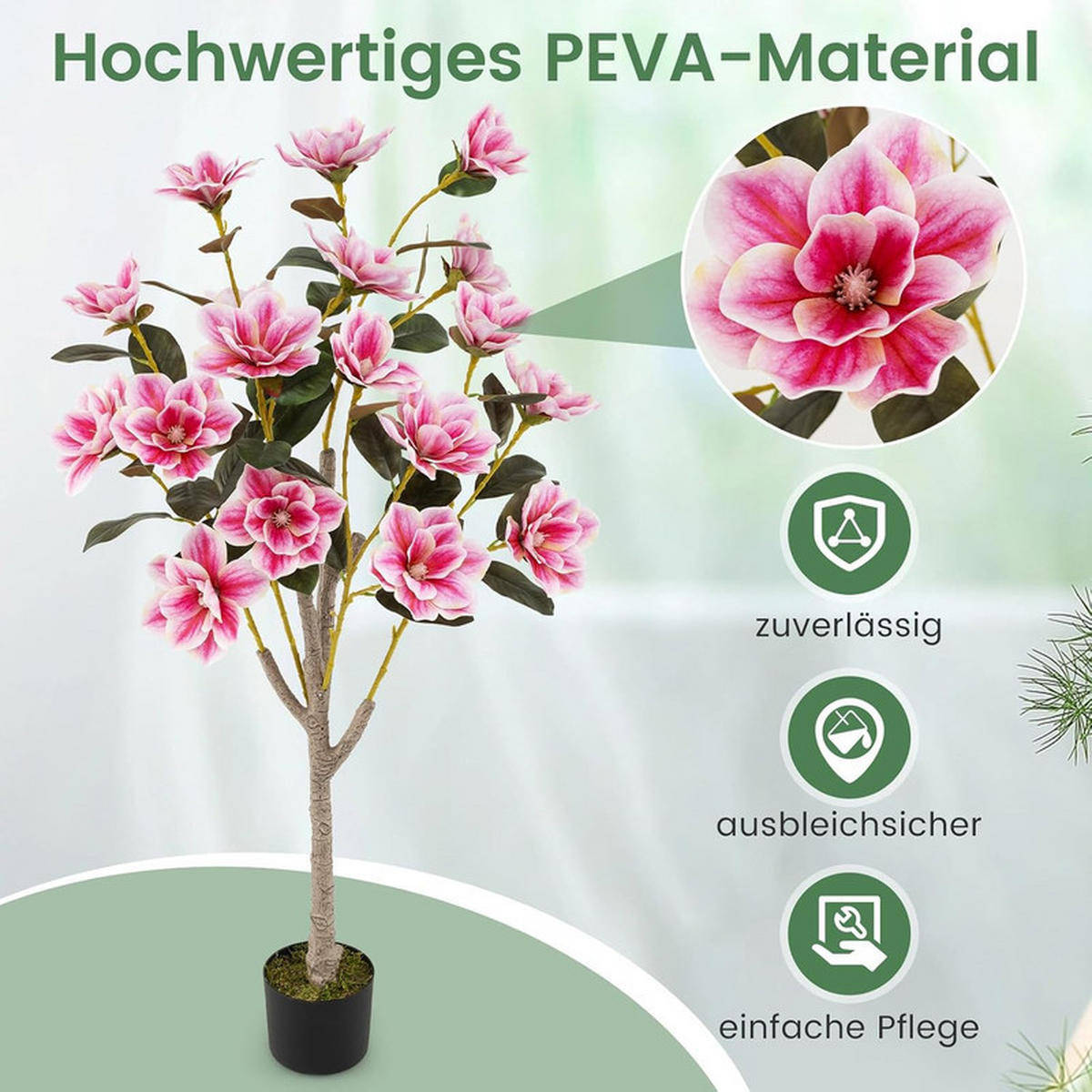 KUNSTBAUM mit Blüten rosa - Pink, Kunststoff (130cm) - COSTWAY