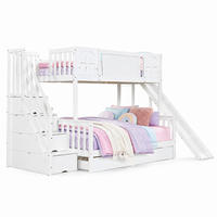 ETAGENBETT 90/200 mit Rutsche, Stauraumtreppe und Schubladen - Weiß, Holzwerkstoff (90/200cm) - EVRYAE