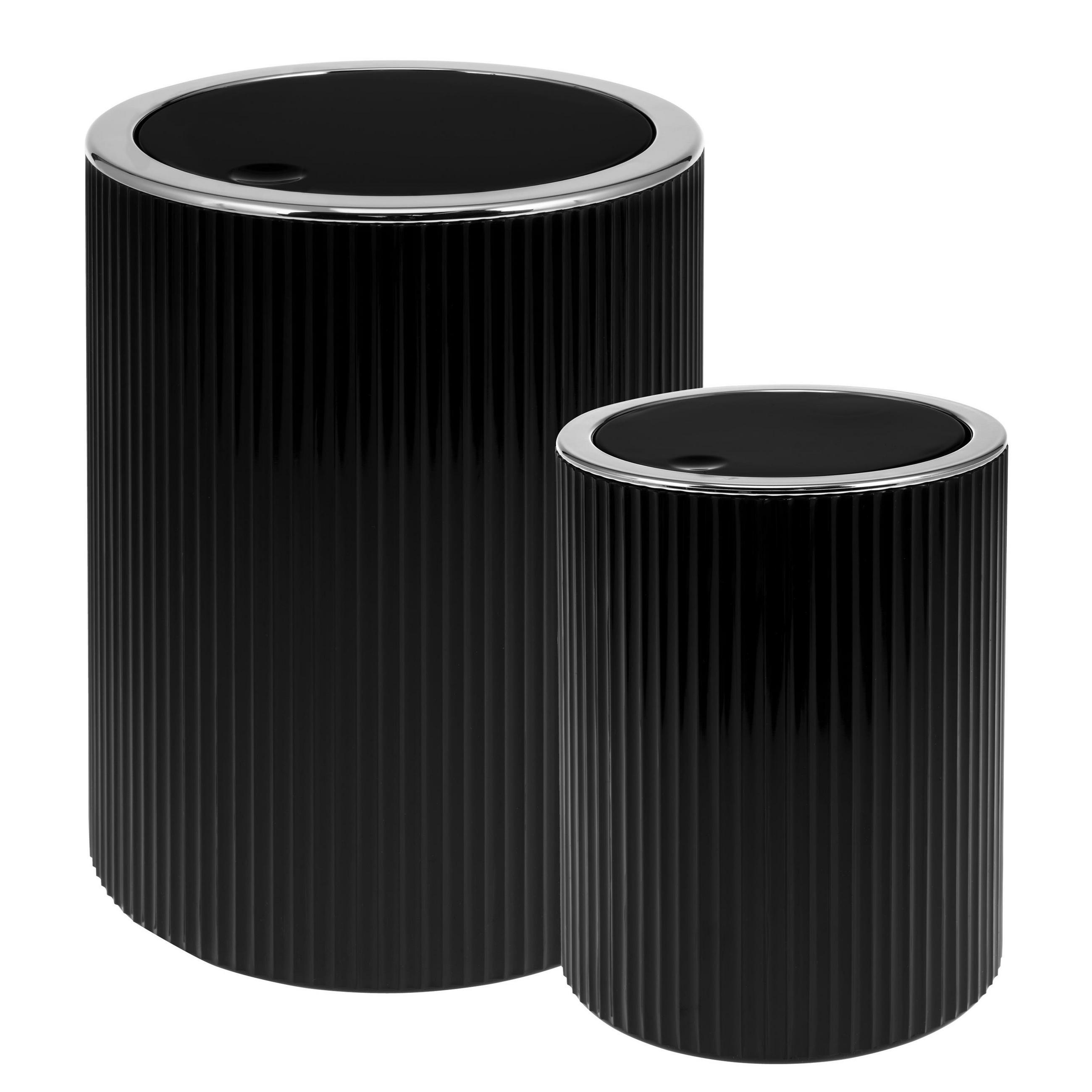 KOSMETIKEIMER 2er-Set, GAVELLO schwarz, Kunststoff - Schwarz, Kunststoff (12.5/16.3/12.5cm) - bremermann