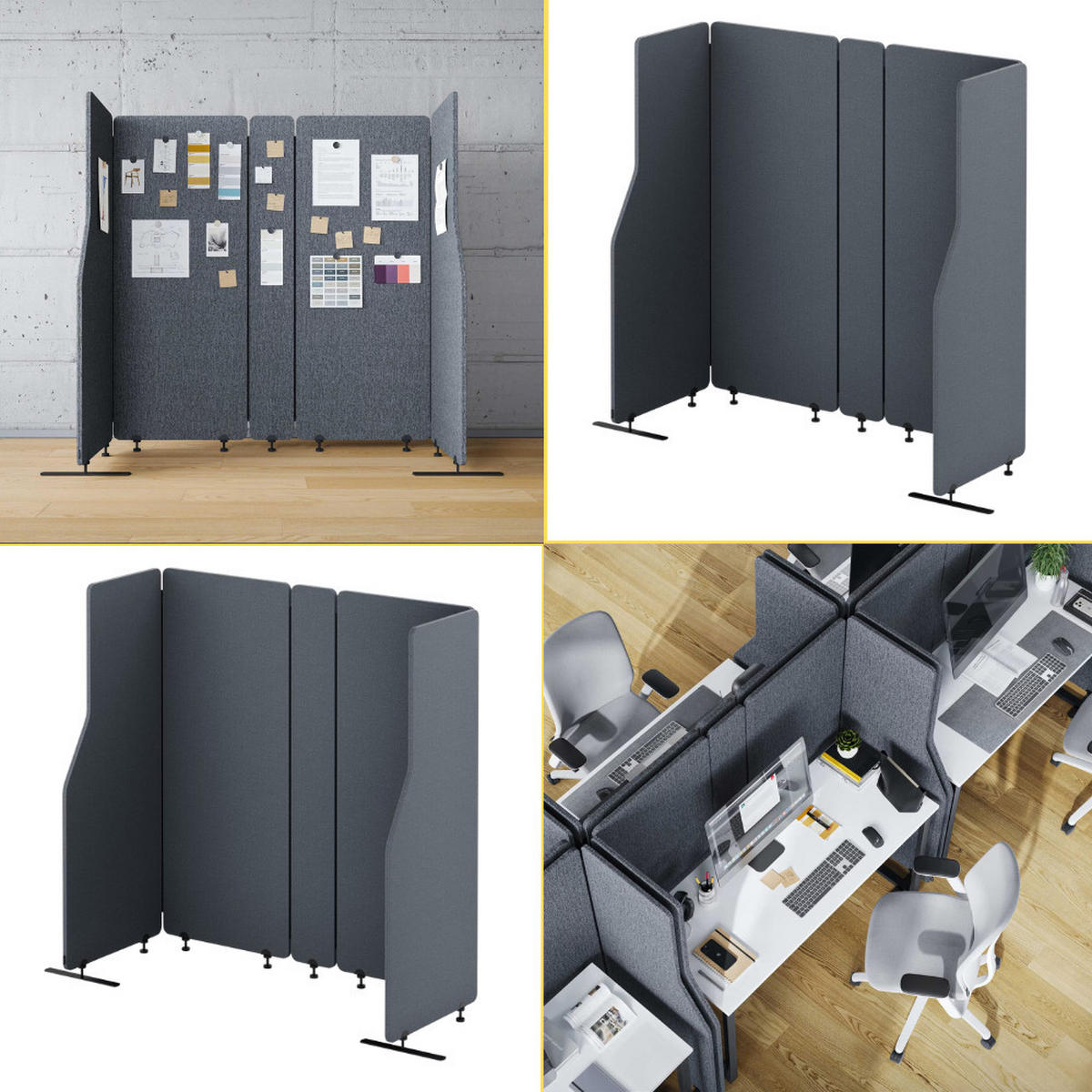 AKUSTIK-TRENNWAND mit Schalldämmung PEOLT 145x260x1,8cm Anthrazit Stellwand - Anthrazit, Kunststoff (260/145/1.8cm) - DELUKE