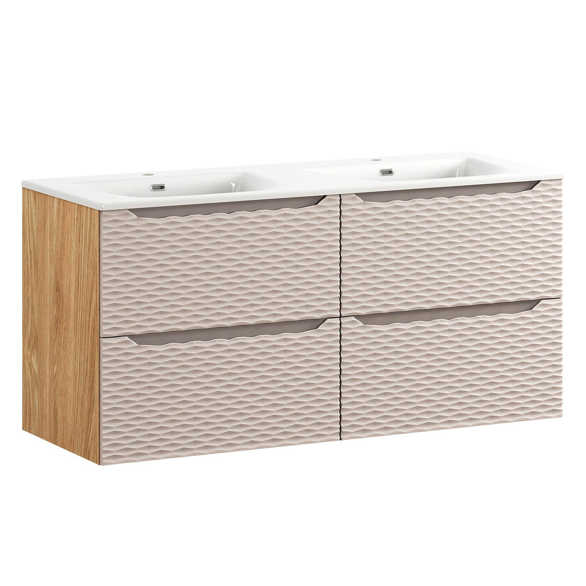 DOPPELWASCHTISCH 120cm Elora Beige und Holz - Braun, Holzwerkstoff (120/57/46cm) - Petits-meubles