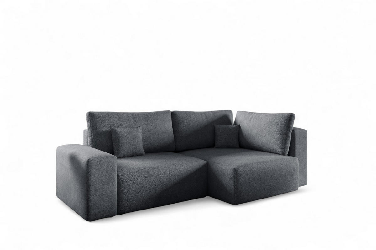 ECKSOFA Arona Mit Schlaffunktion - Dunkelgrau, Holzwerkstoff/Textil (253/148cm) - Fun Möbel