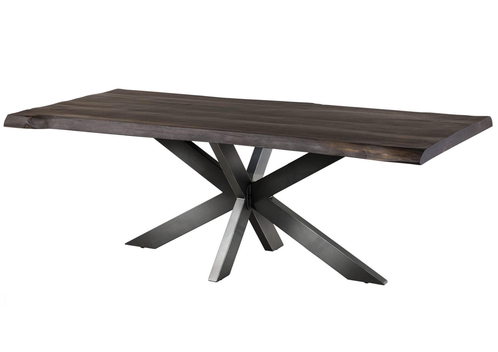 BAUMTISCH Mango 200x100x77 grau lackiert / Kreuzgestell anthrazit glänzend FREEFORM 5 - Grau, Holz (200/100/77cm) - Massivmoebel24