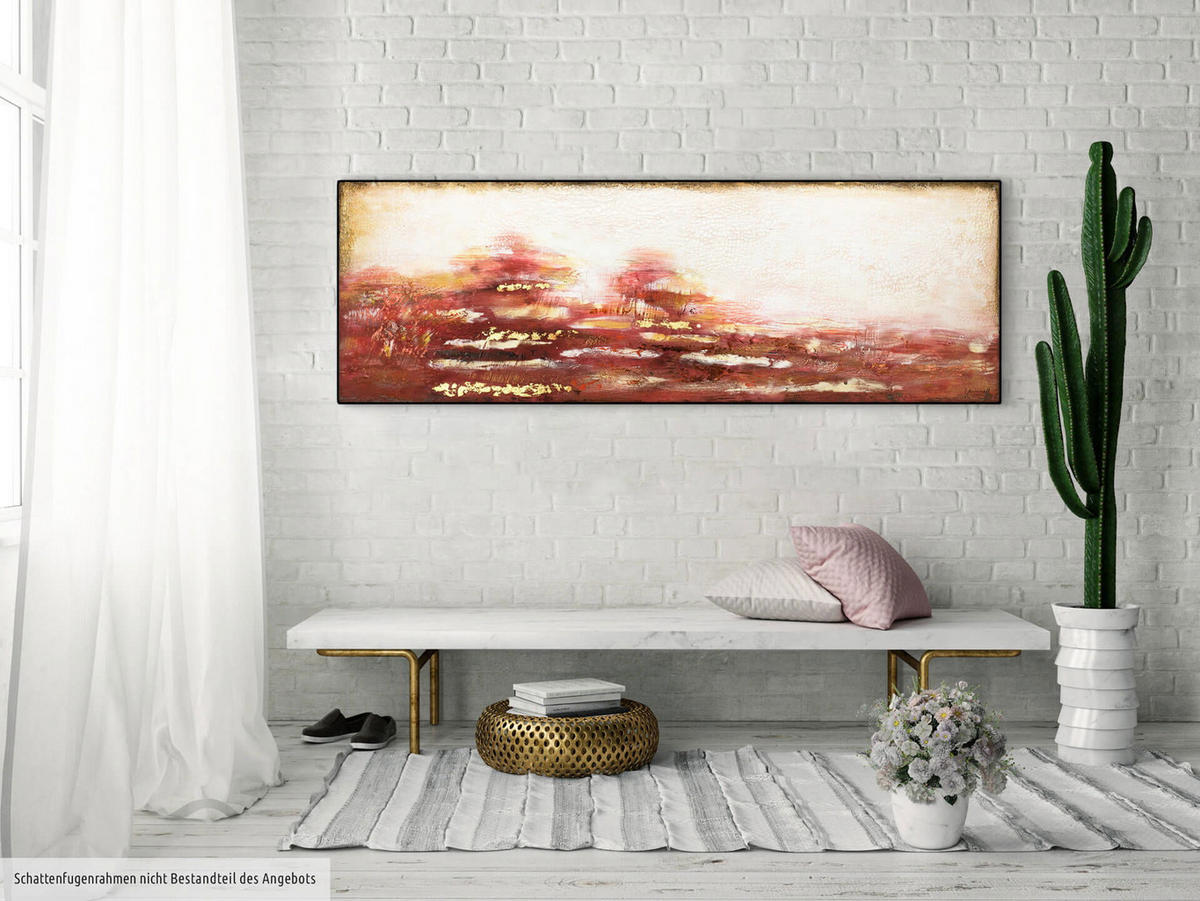 ACRYLBILD HANDGEMALT 150/50 cm - Rot, Holz/Textil (150/50cm) - KUNSTLOFT