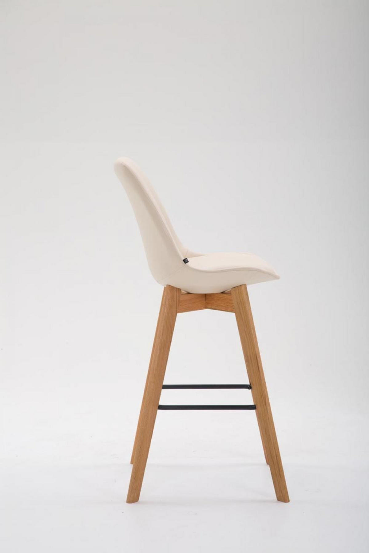 BARHOCKER Lederlook creme - Eukalyptusholzfarben/Creme, Holz/Textil (48/112/56cm) - CLP