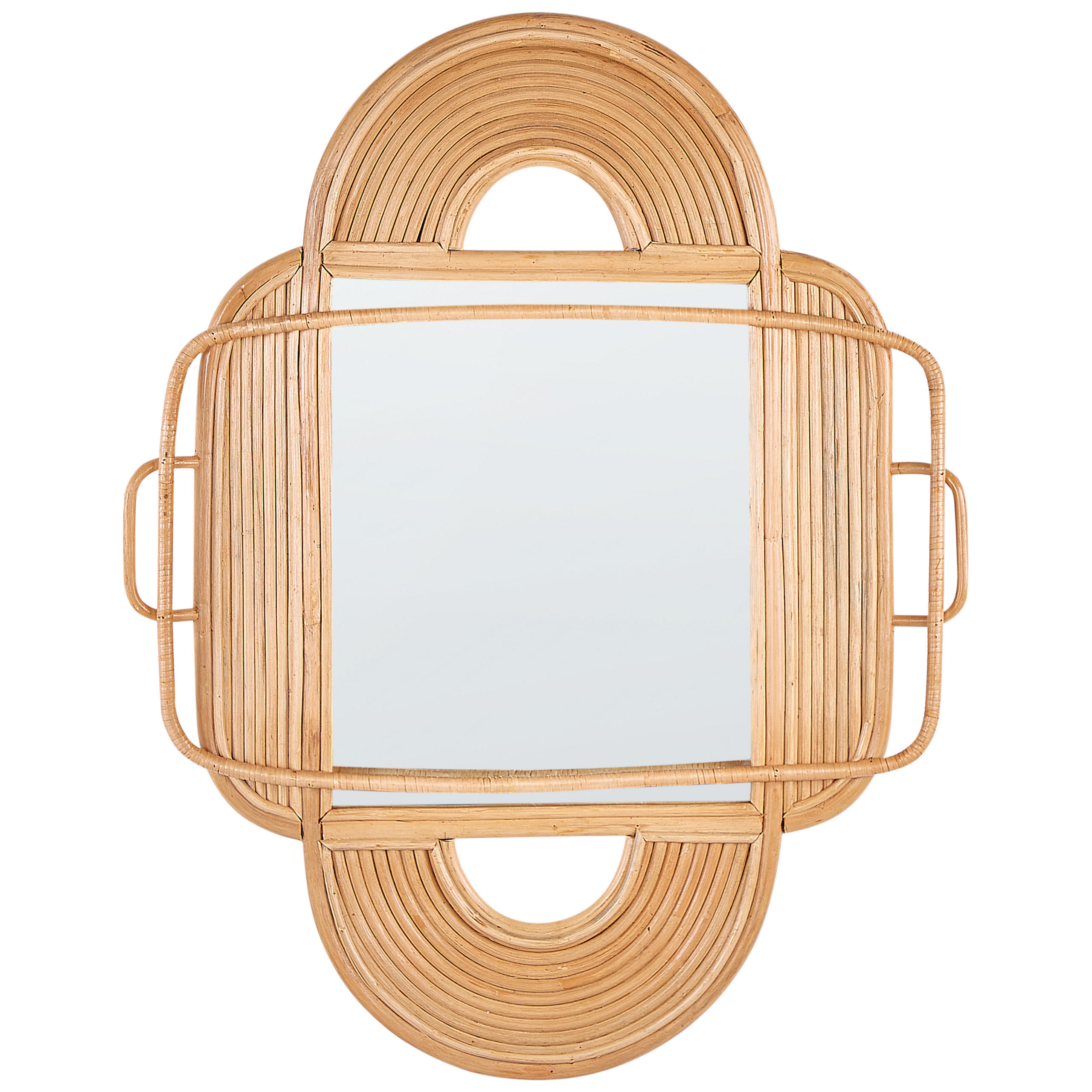 WANDSPIEGEL Rattan naturfarben 70/90 cm Alcorn - Beige/Naturfarben, Naturmaterialien (70/90/5cm) - Beliani
