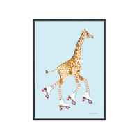 POSTER mit Rahmen Wild Apple - Giraffe joy ride VI - Blau/Schwarz, Holz/Papier (70/100cm) - Poster&Frame