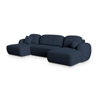 ROHOVÁ SEDAČKA SAVONA modrá - modrá/černá, dřevo/textil (320/148cm) - MASSENO