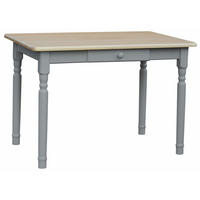 KOMA Esstisch KM417246 aus massivem Kiefernholz mit Schublade, 60 × 50 cm, Grau / Kiefer natur lackiert - Grau, Holz (50/75/60cm) - Koma