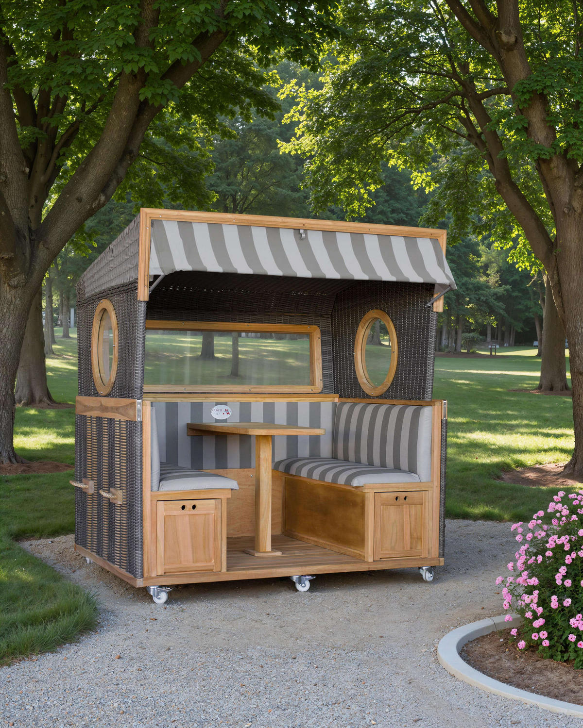 STRANDKORB 6-Sitzer Gosch Lounge Teak - Braun/Grau, Holz/Metall (158/207/200cm) - Mr. Deko