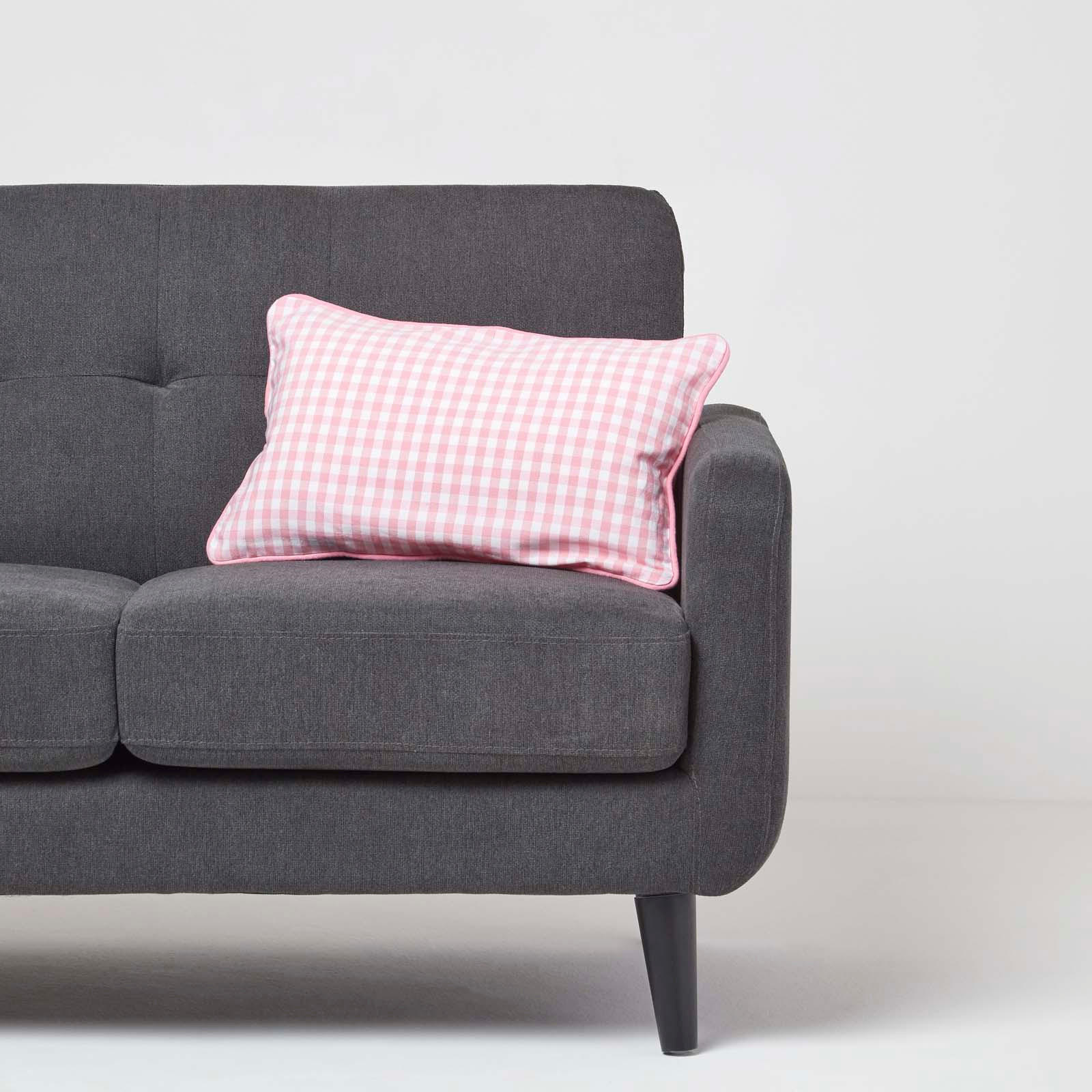 KISSENHÜLLE Vichy-Karo 30/50 cm, 100% Baumwolle - Rosa, Textil (30/50cm) - Homescapes