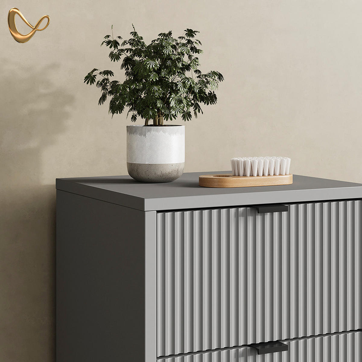 BADMÖBEL-SET ATERNO Grau 4 Teile - Grau, Holzwerkstoff (70/63/45cm) - Livinity®