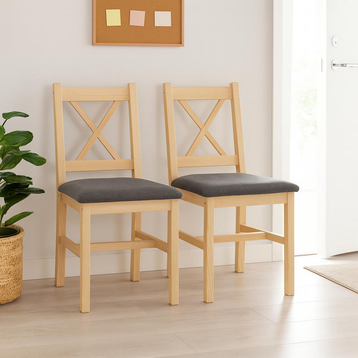 ESSZIMMERSTUHL Braun, Grau 2er-Set - Braun/Grau, Holz (43/85/44cm) - MCW