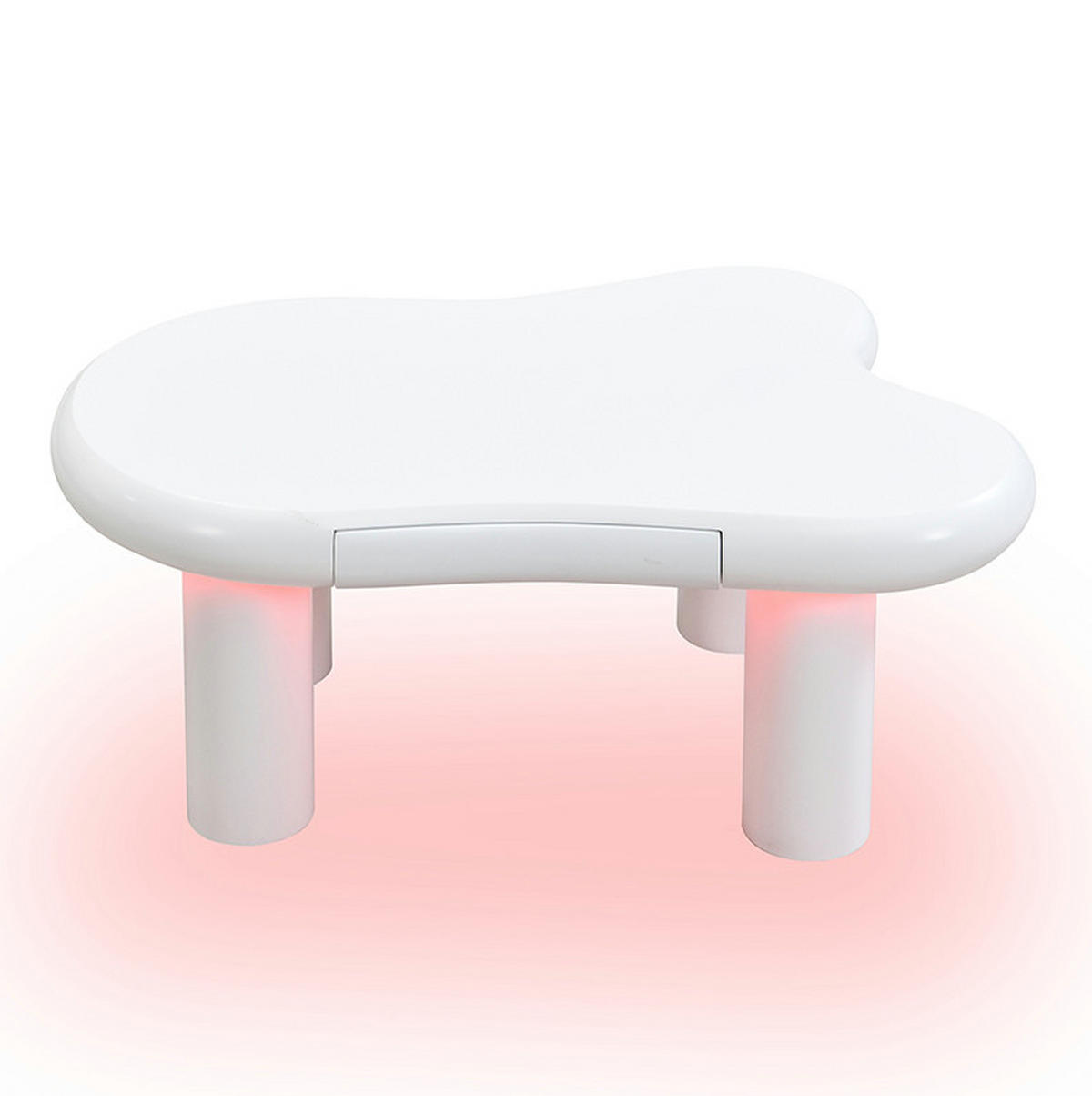 KONFERENČNÍ stolek z MDF, 98/65,5/40 cm bílý, s LED osvětlením a zásuvkou - bílá, kompozitní dřevo (98/65.5/40cm) - BEAOK