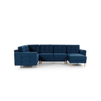 WOHNLANDSCHAFT mit Schlaffunktion, beidseitig montierbar - Blau/Pinienfarben, Holz/Textil (326/92/202cm) - Eltap