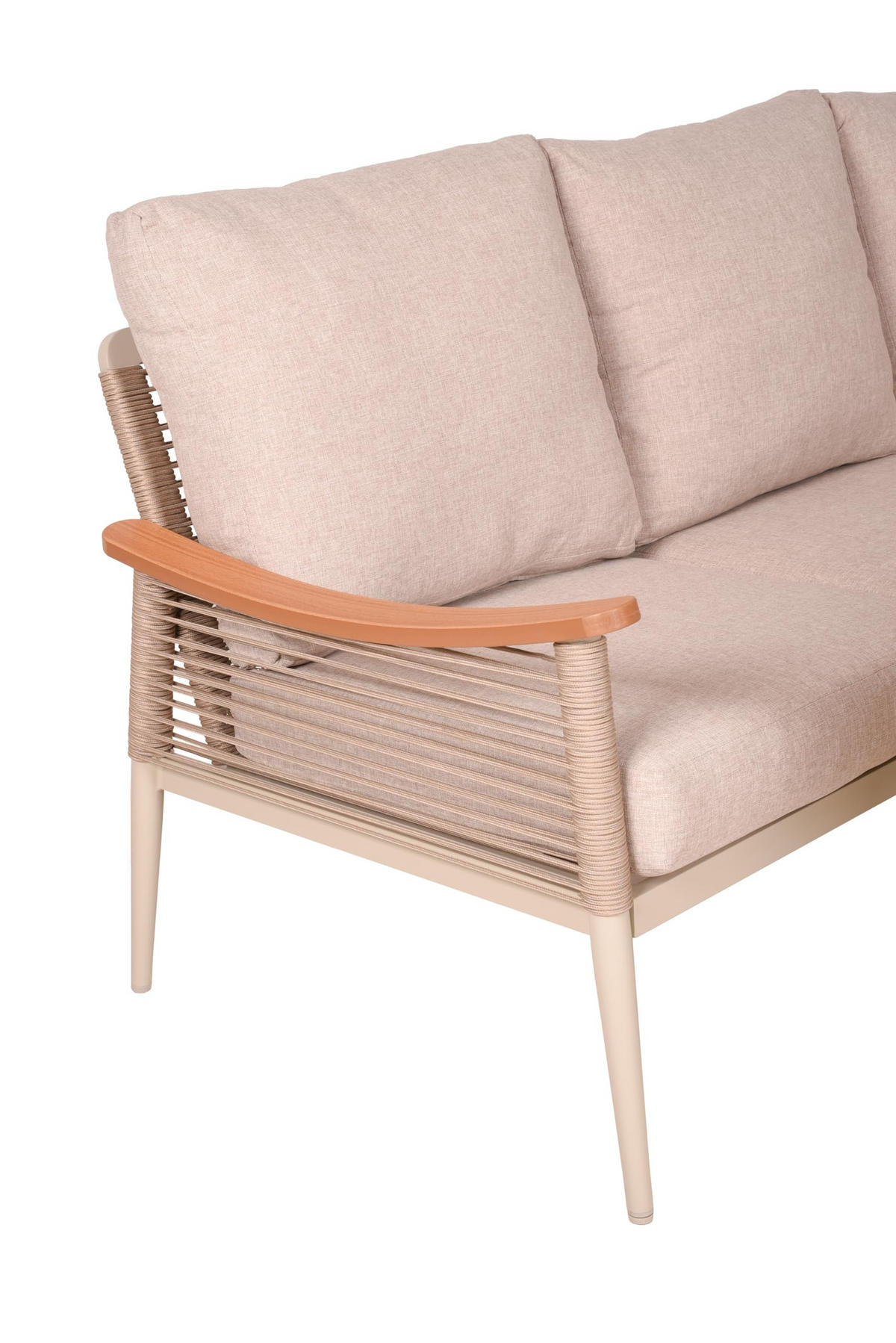 GARTENLOUNGESET Linda Eckloungegruppe Gartenmöbel - Beige, Kunststoff - DELUKE