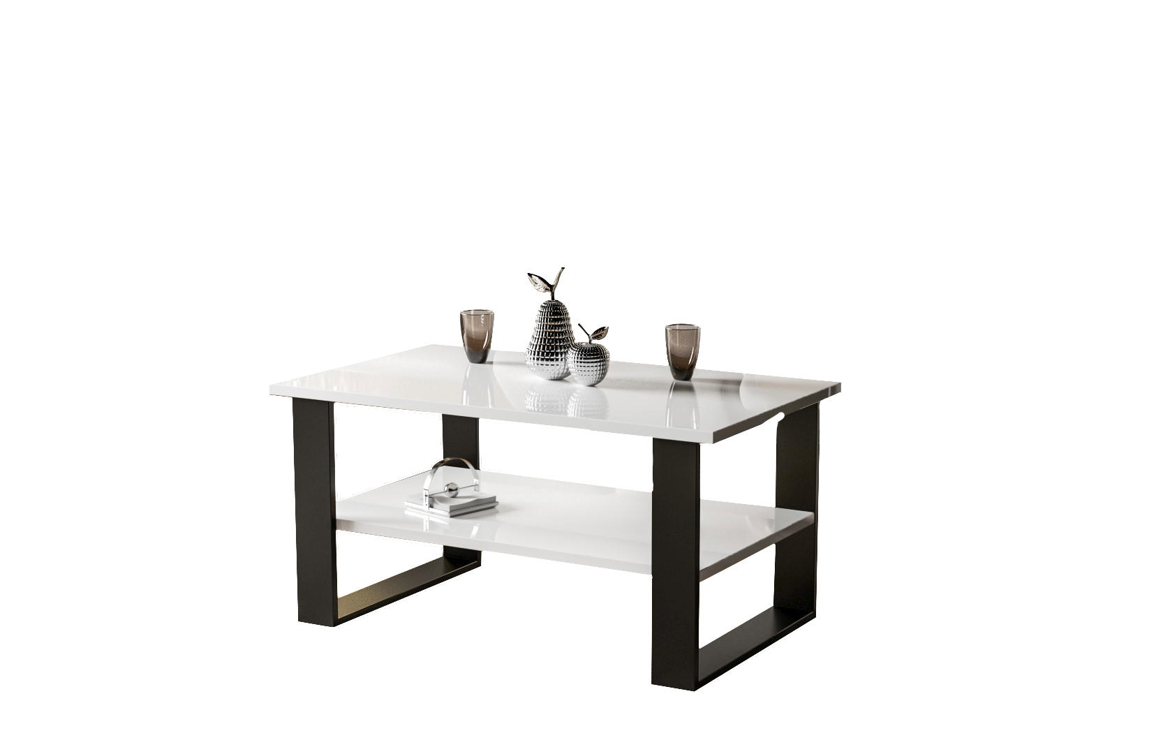 Endo-Moebel Couchtisch Weiß Hochglanz 65x53x110 cm