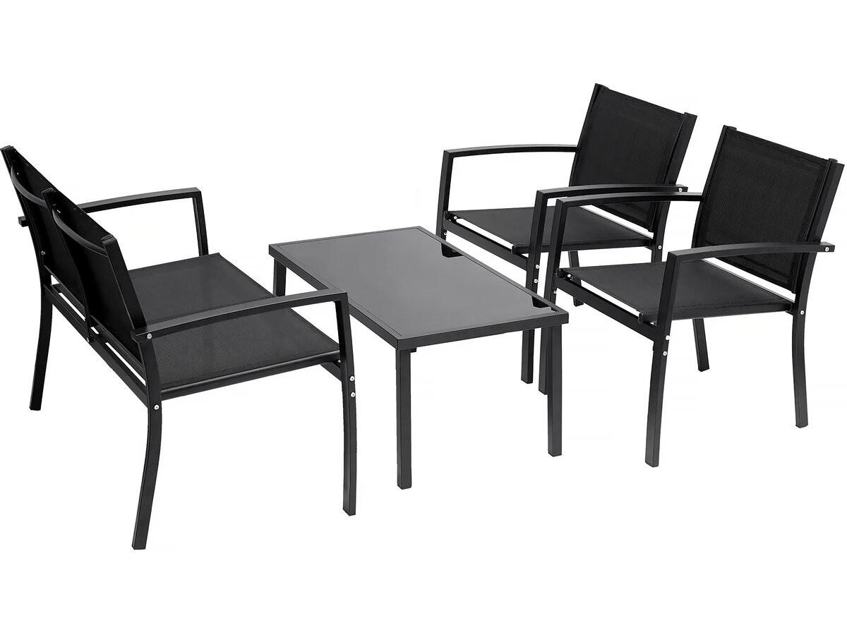 LOUNGEGARNITUR Lino 4-Sitzer Schwarz - Schwarz, Metall - Habitat Garten