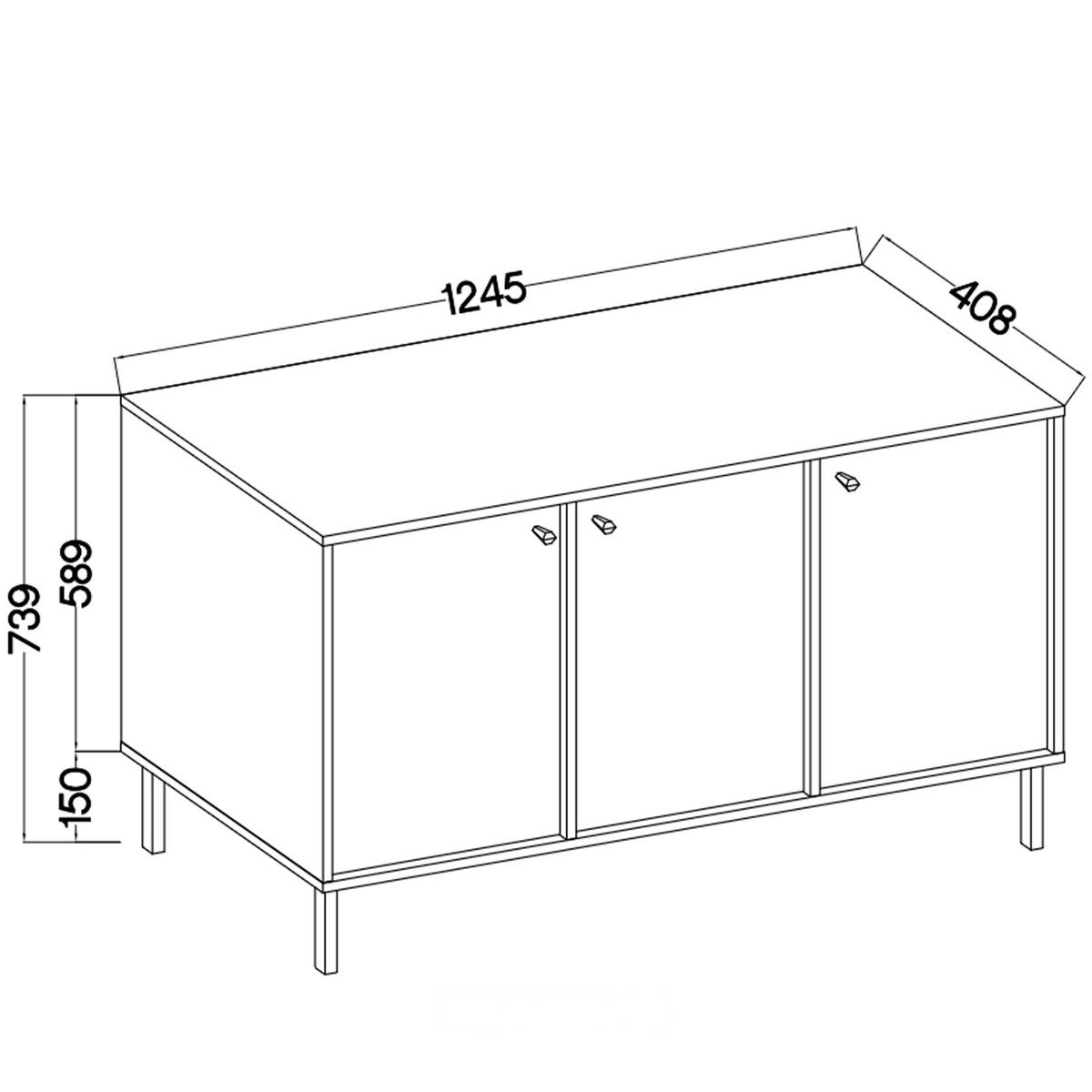 KOMMODE FLOREN, Creme/Gold - Creme, Holzwerkstoff/Metall (124.5/73.9/40.8cm) - KONSIMO®