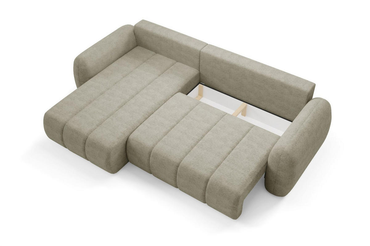 ECKSOFA Caria Mit Schlaffunktion - Creme, Holzwerkstoff/Textil (304/190cm) - Fun Möbel