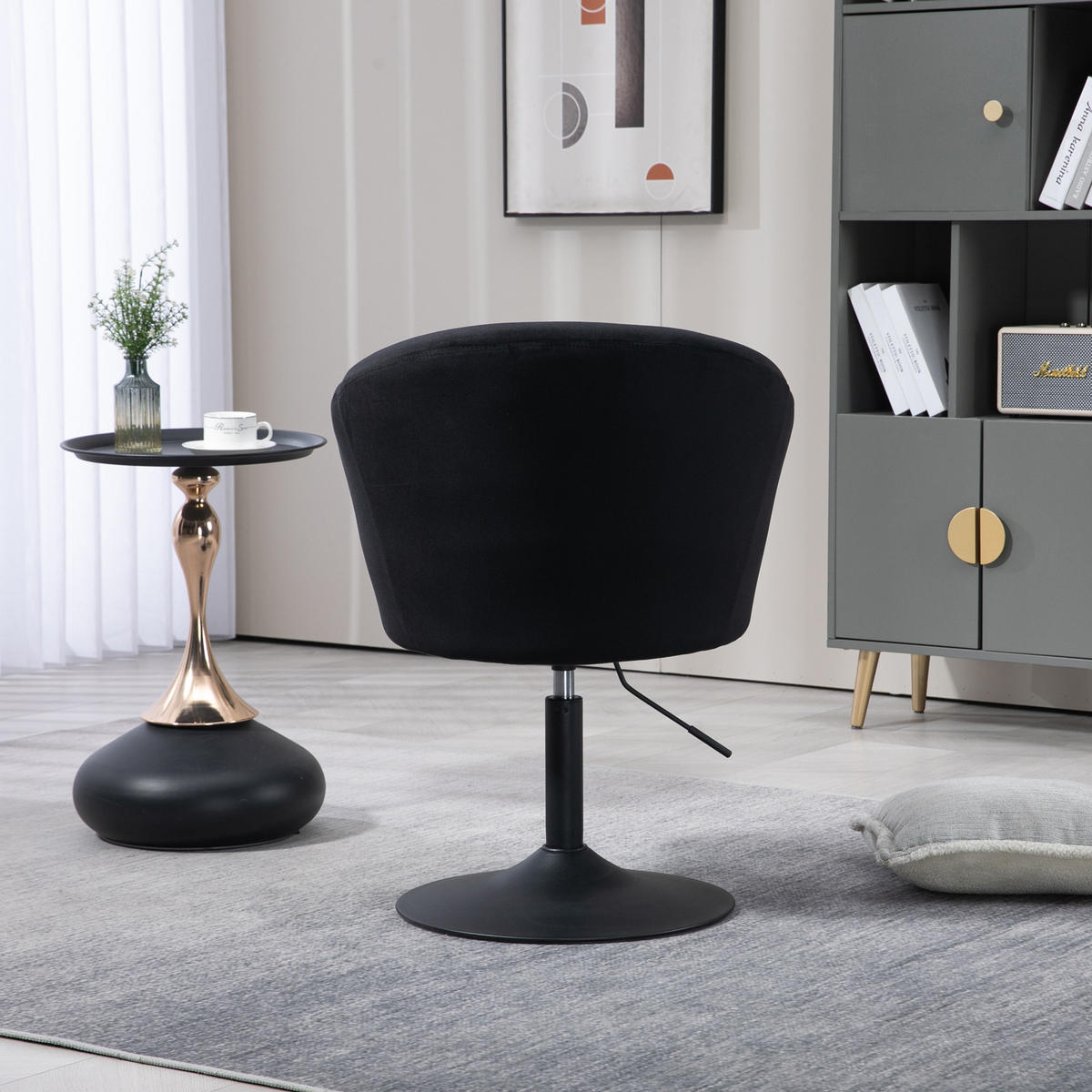 LOUNGESESSEL JAMAIKA mit Armlehnen Samt - Schwarz, Textil (59/95/59cm) - SVITA