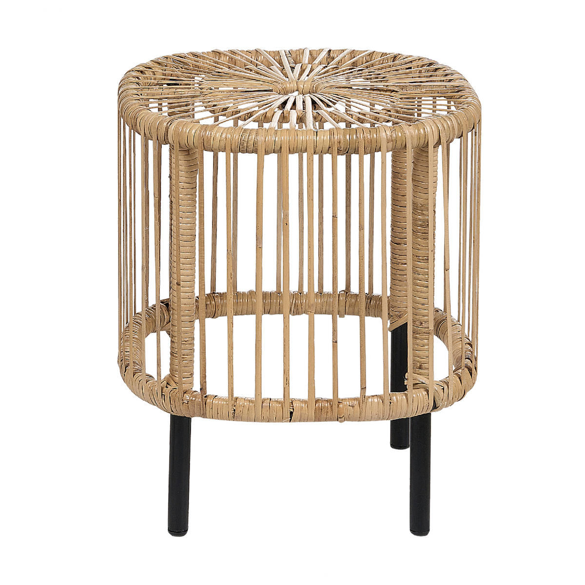 GARTEN-BEISTELLTISCH 2er Set Rattan natürlich quadratisch Cesenatico - Schwarz/Naturfarben, Naturmaterialien (40/40/50cm) - Beliani