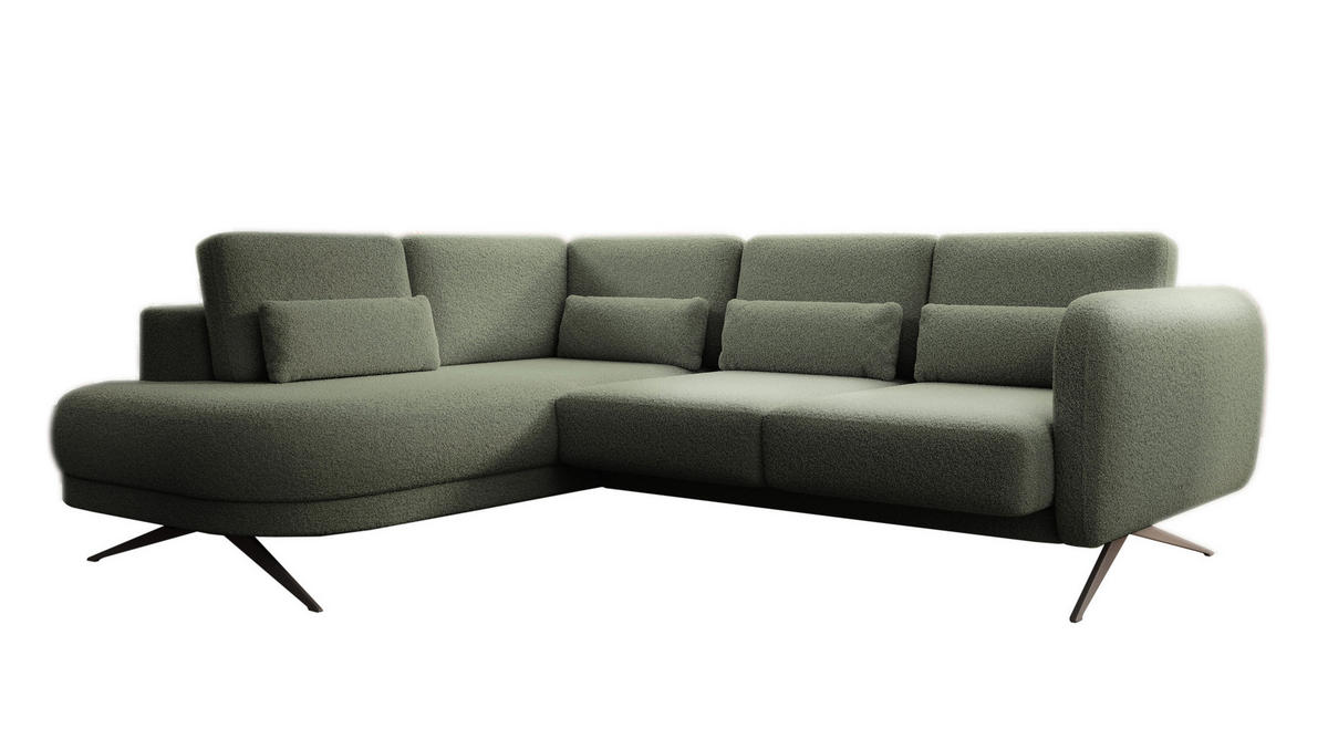 ECKSOFA ILUSIO L 250x205cm, Schlaffunktion, Dunkelgrün, Links - Dunkelgrün, Holz/Textil (205/248cm) - DomoHome