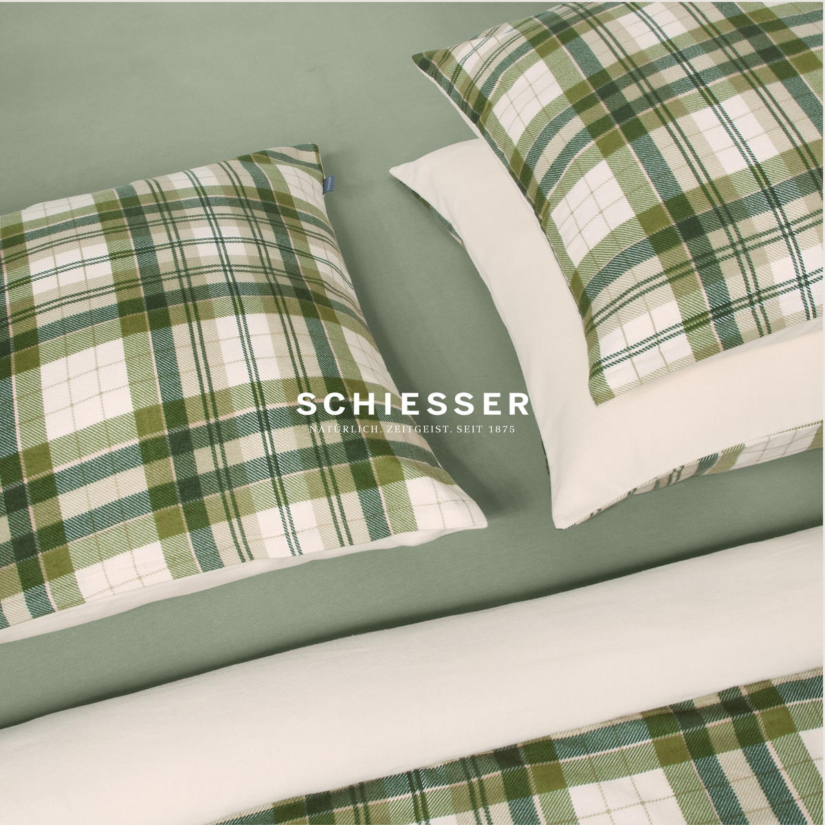 BETTWÄSCHESET Morris - Feinbiber - 2-teilig - 135 x 200 cm - Grün - Grün, Textil (135/200cm) - SCHIESSER