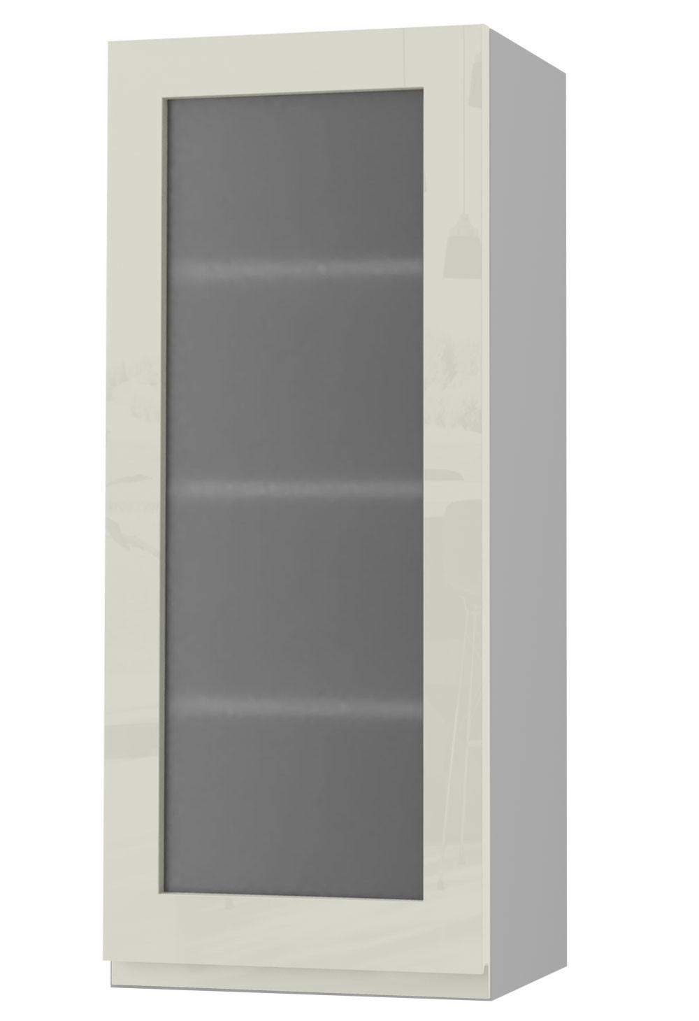 HÄNGESCHRANK Florence W4S/40 Grau / RAL 1013 perlweiß HG 40 / 32,5 / 96cm - Türanschlag links - Weiß Hochglanz/Grau, Holz/Holzwerkstoff (40/96/32.5cm) - Feldmann-Wohnen