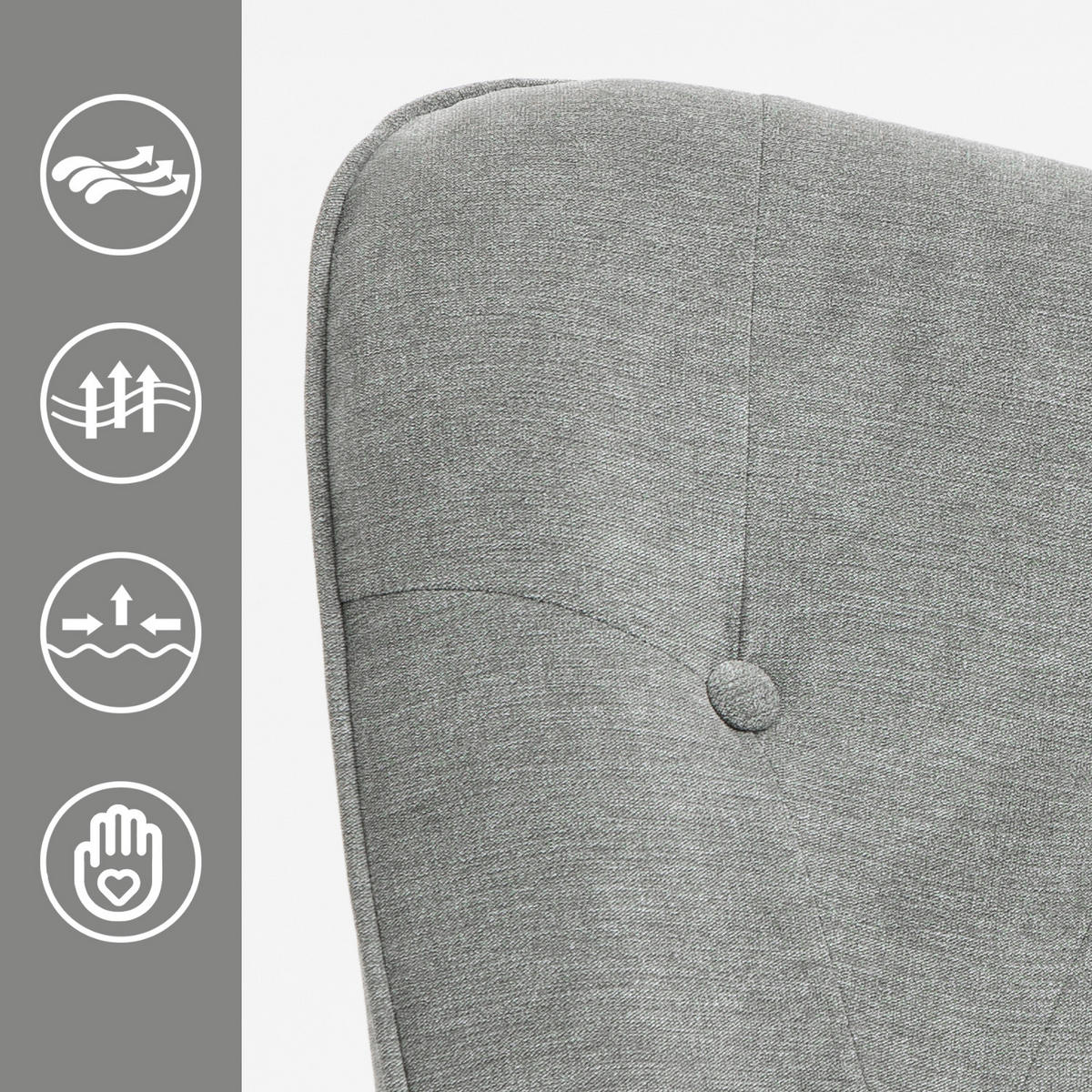 OHRENSESSEL in Webstoff, Grau - Hellgrau, Holz/Textil (66/106/53cm) - Meubles Cosy