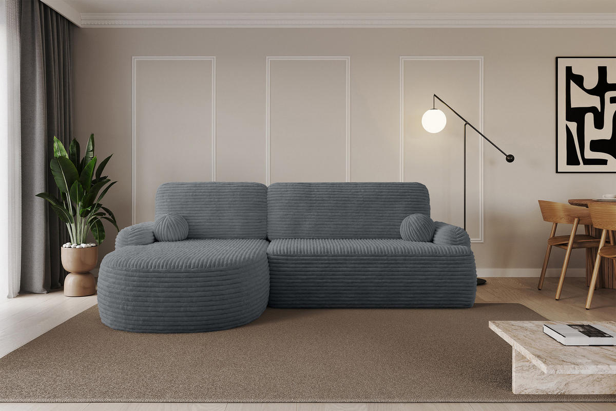 ECKSOFA mit Schlaffunktion und Bettkasten LIRA-L - 264x172x89 Dunkelgrau - Dunkelgrau, Holzwerkstoff/Textil (264/172cm) - ALTDECOR