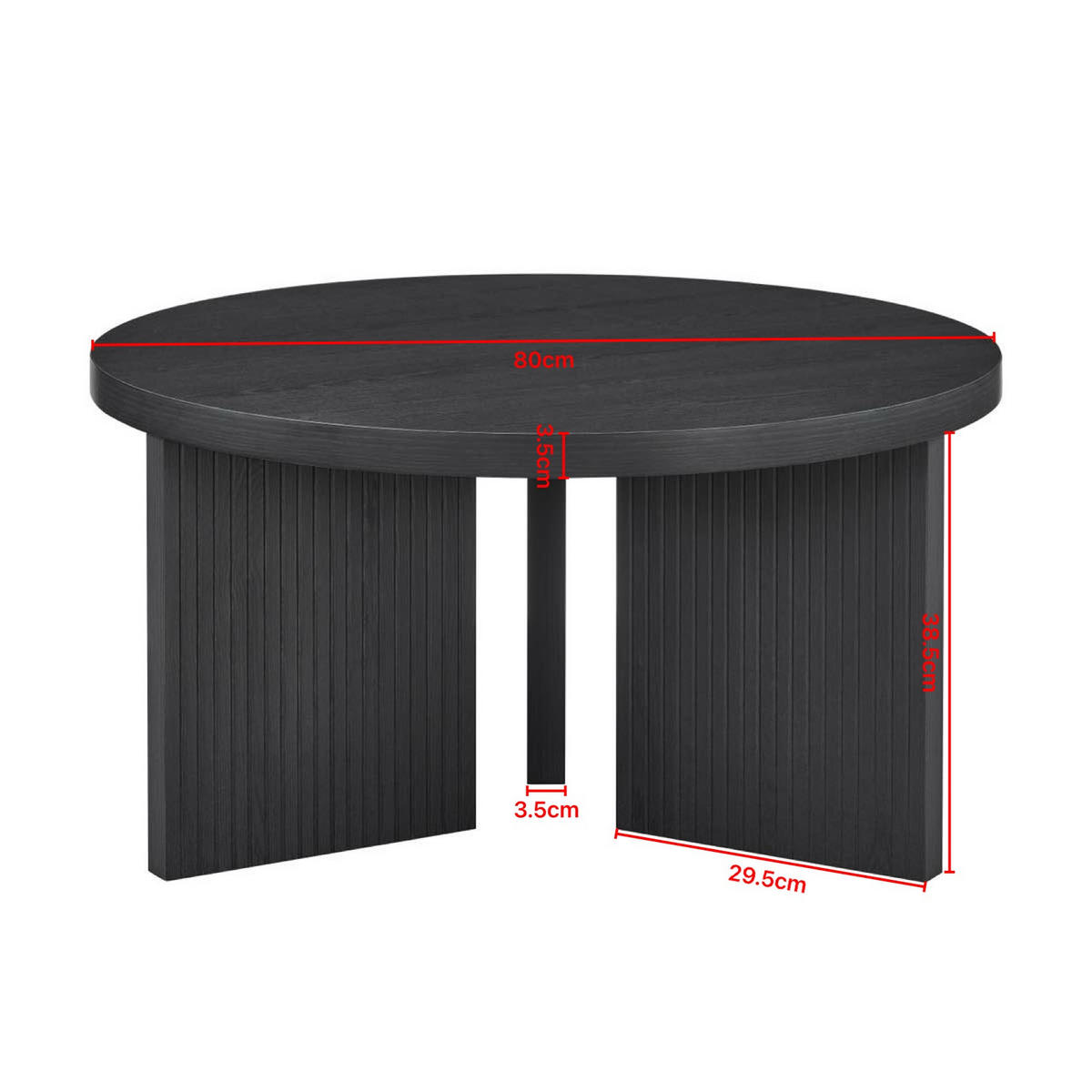 COUCHTISCH rund mit Rillenstruktur Walnussbraun 80/80/42 cm - Schwarz, Holzwerkstoff (80/80/42cm)