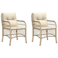 GARTENSTÜHLE Mit Kissen 2 Stk. Beige Poly Rattan - Beige, Kunststoff (67/86/58.5cm) - vidaXL