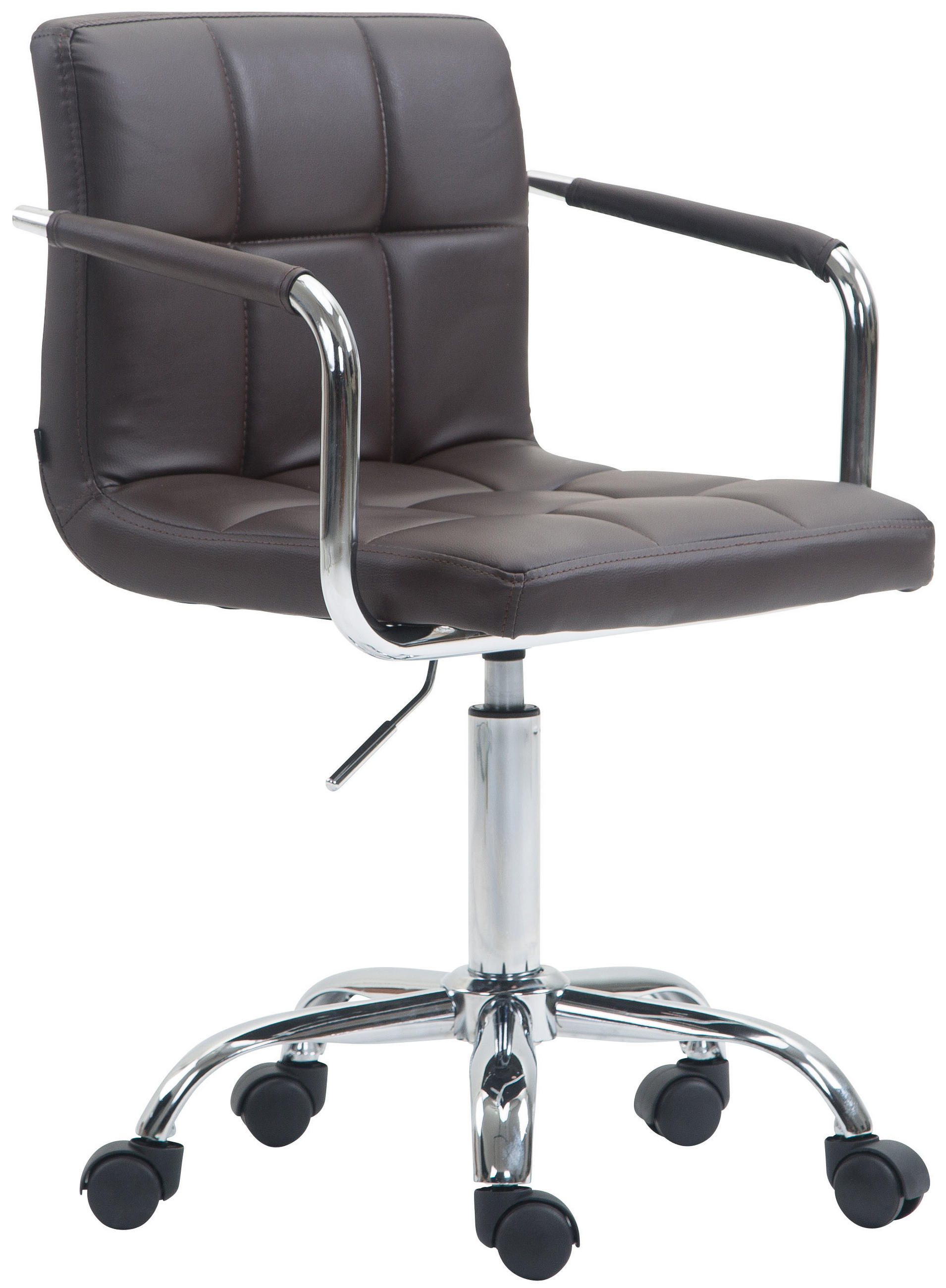 DREHSTUHL Lederlook braun - Chromfarben/Braun, Textil/Metall (52/76/44cm) - CLP