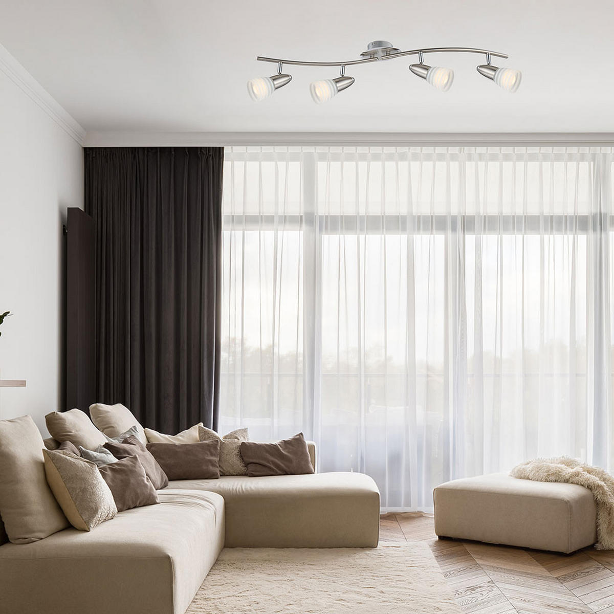 LED DECKENLEUCHTE Caleb Metall Silber - Silberfarben, Glas (80/16.5/16cm)