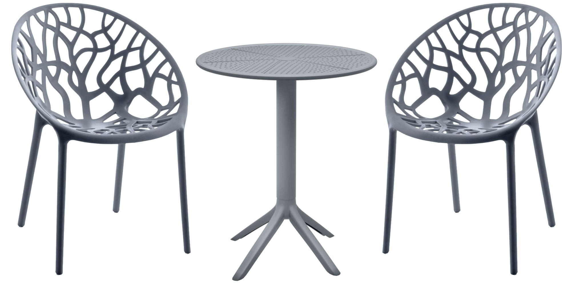 BALKONSET Bistroset Nodan Kunststoff Anthrazit 2 Personen - Anthrazit, Kunststoff - DELUKE