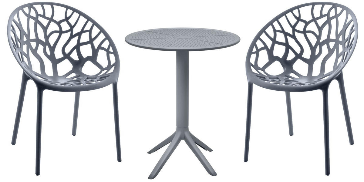 BALKONSET Bistroset Nodan Kunststoff Anthrazit 2 Personen - Anthrazit, Kunststoff - DELUKE