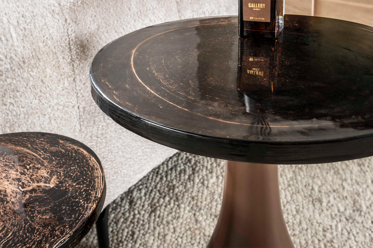 BEISTELLTISCH MOKKA Braun Glas - Braun/Kupferfarben, Glas/Metall (40/40/60cm) - KAWOLA