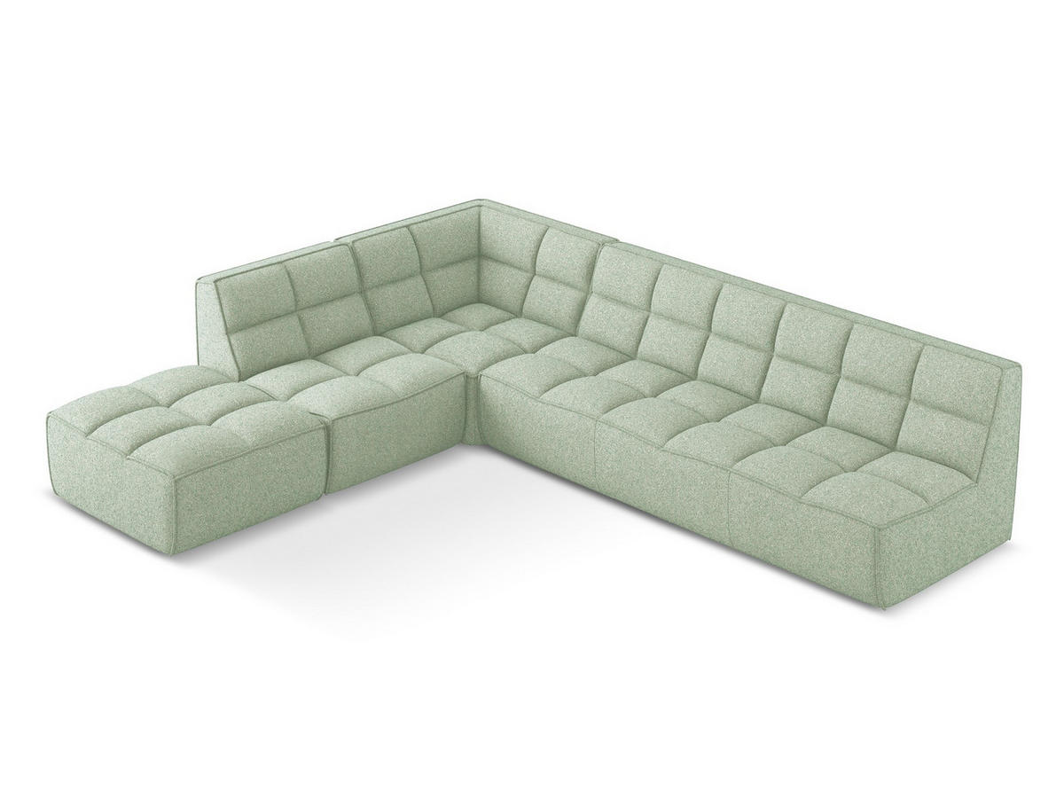 ECKSOFA Beidseitig Strukturstoff Stoff Grün - Schwarz/Hellgrün, Kunststoff/Textil (308/258cm) - Makamii
