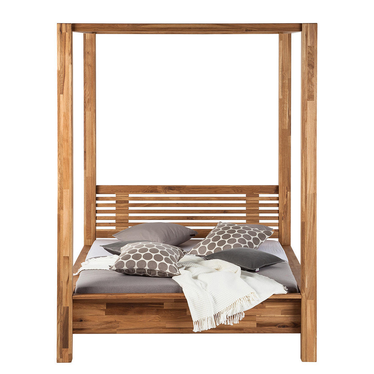 HIMMELBETT - Massivholz - Eichefarben, Holz (180/200cm) - home24