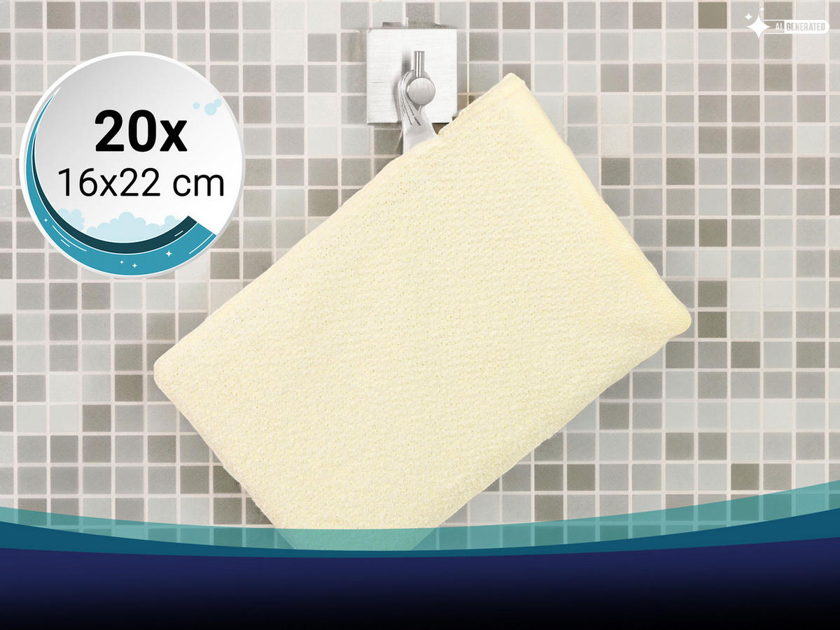 WASCHHANDSCHUH, 20er-Set, 16x22 cm, 70% Baumwolle, 30% Polyester, Gelb - Gelb, Textil (16/22cm) - Zollner