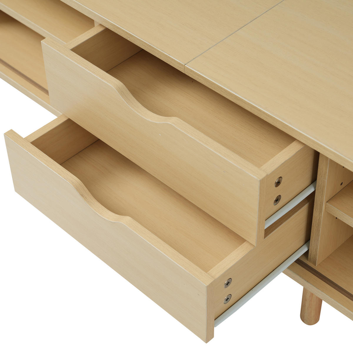 LOWBOARD 175/40/42 cm aus MDF mit Schiebetüren und 2 Schubladen Helles Walnussholz - Alteiche, Holzwerkstoff (175/42/40cm) - Modenvie